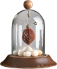 El Corazon - glass, wood, quartz, shell, metal, peach pit - found object sculpture